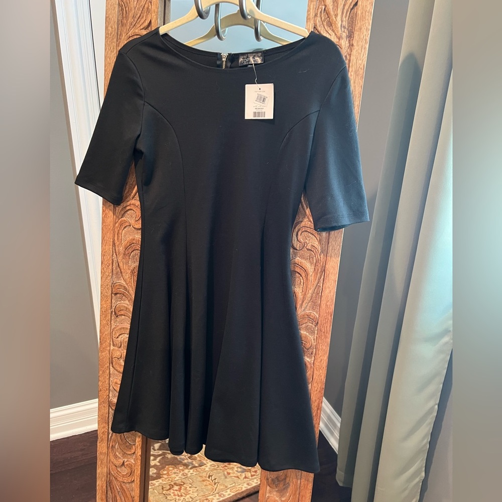 TopShop Fit & Flare / Skater Dress Black (runs small)